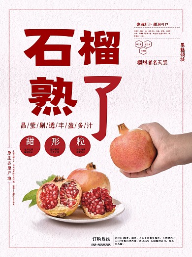 简约大气石榴促销海报