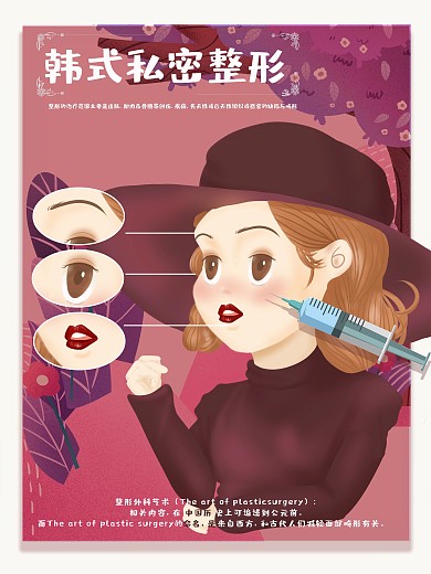原创手绘私密护理美容整形主题海报平面广告