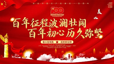 简约大气党建风庆祝建党100周年宣传展板