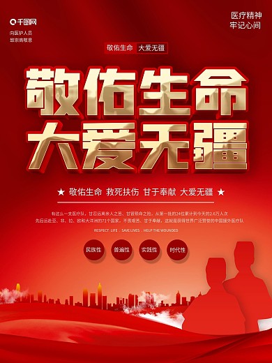 红色大气医疗精神理念歌颂宣传海报