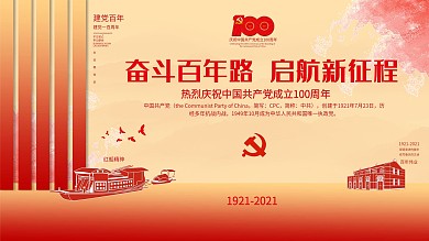 简约创意建党100周年党建海报展板