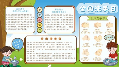 全国洗手日卡通可爱医疗卫生展板
