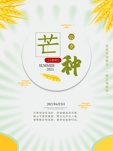 二十四节气芒种传统节日创意海报