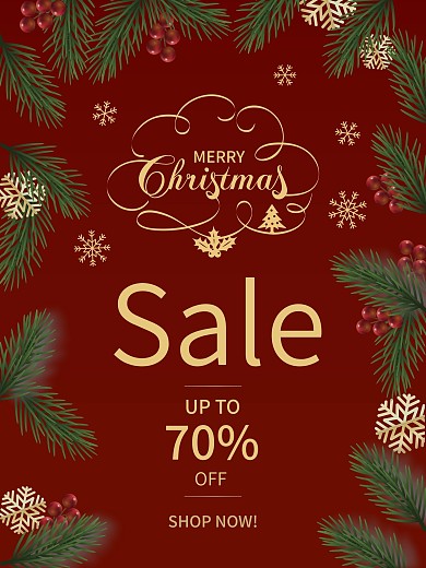 矢量原创红色大气圣诞节促销海报