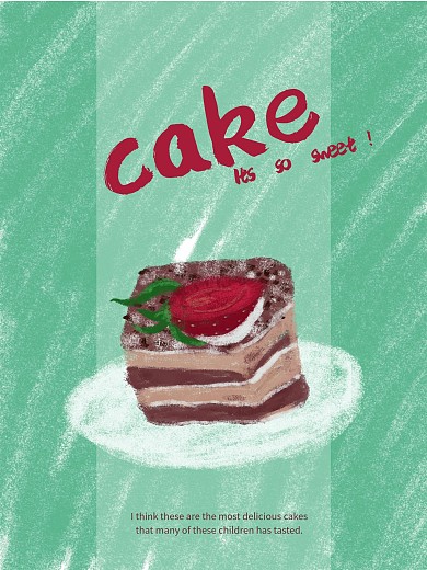 温馨插画清新美味蛋糕背景海报贺卡素材