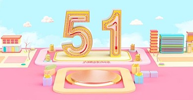 原创卡通色背景51劳动节促销banner