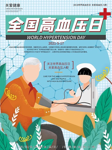 原创手绘世界高血压日海报