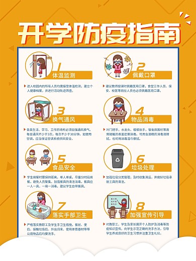 原创开学防疫指南校园复课海报