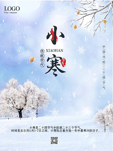 冬季小寒节气海报下雪二十四节气节日海报