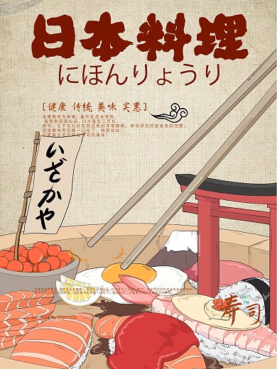 日式复古日本料理海报