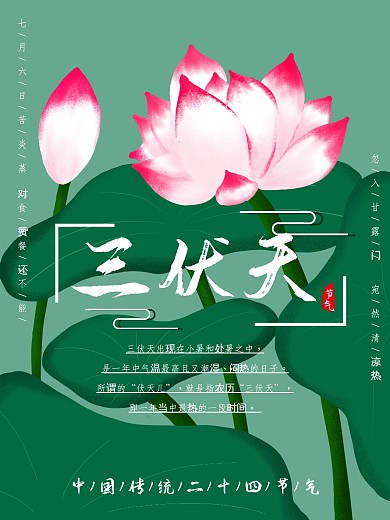 三伏天原创荷花海报