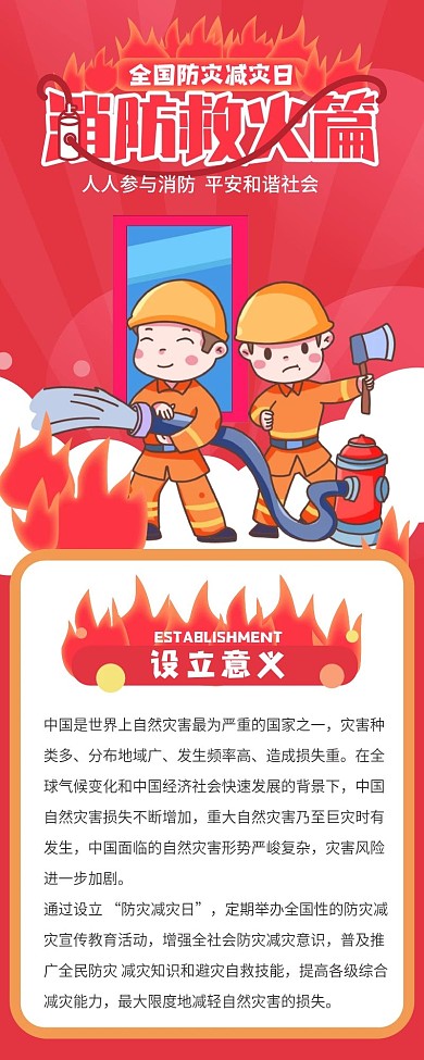 灭火器使用全国防灾减灾日救火篇常识长图