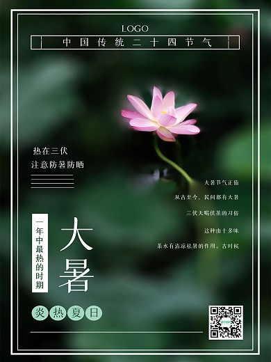 二十四节气大暑宣传海报