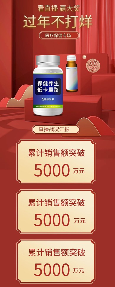 直播间过年不打烊保健品直播复盘信息图