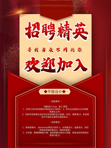 招聘诚聘精英平面海报