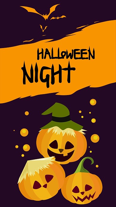 万圣夜南瓜怪手机海报配图矢量