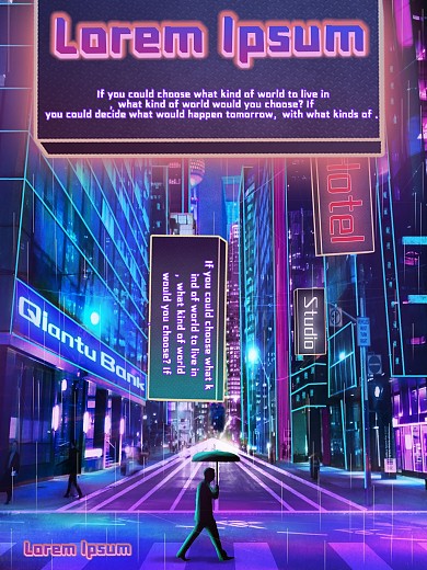 赛博朋克风未来感促销海报