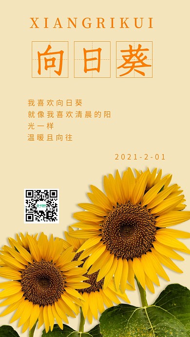 简约向日葵心情日签