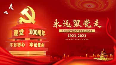 原创C4D建党100周年展板