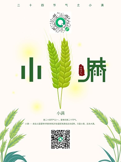 小满海报小麦背景素材图片二十四节气广告
