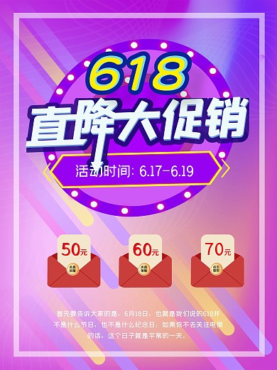 618直降大促销海报