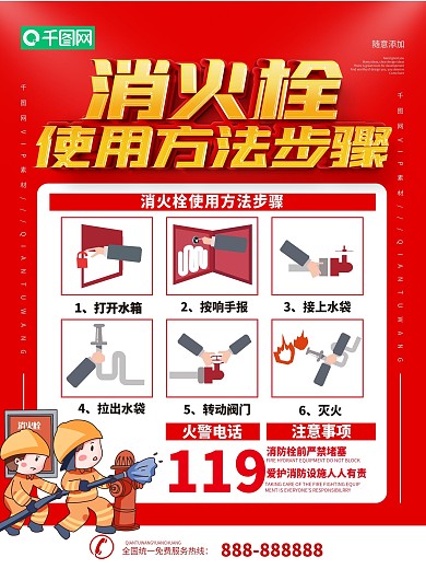 消防栓使用方法海报