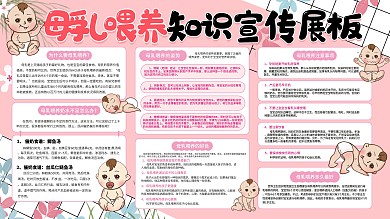 母乳喂养知识粉色手绘母婴健康卫生宣传展板