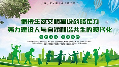 讲文明树新风保护环境文明城市公益海报展板