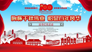 党建风庆祝建党100周年主题活动展板设计