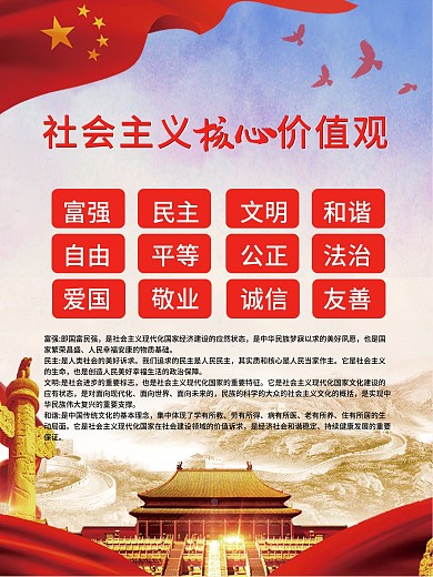 社会主义核心价值观红色创意爱国中国梦海报