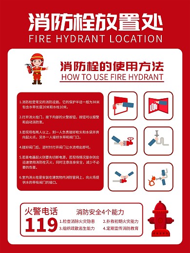 消防栓使用方法海报