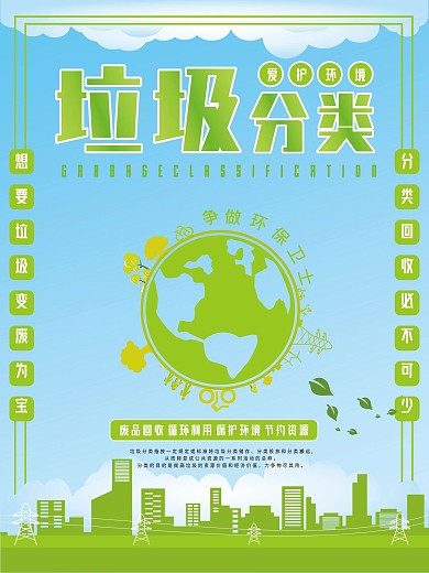 绿色城市垃圾分类展板宣传