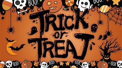 万圣节商场活动舞台手绘字体设计背景板