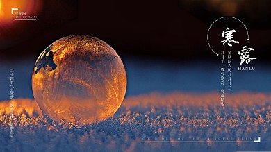 寒露节摄影图蓝色金色企业冷色调海报展板