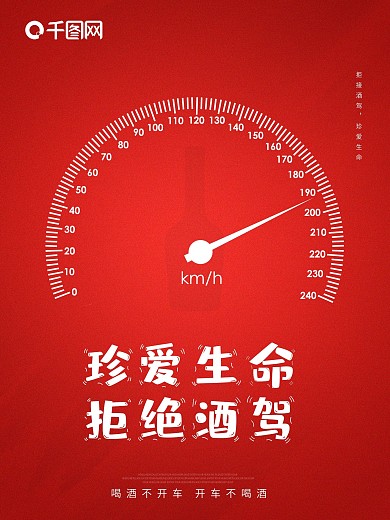 原创红色拒绝酒驾创意简约海报
