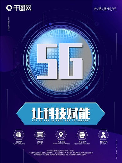 原创立体字渐变人工智能5G未来科技海报