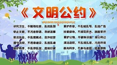 文明公约剪影简约文明城市市民公约科普展板