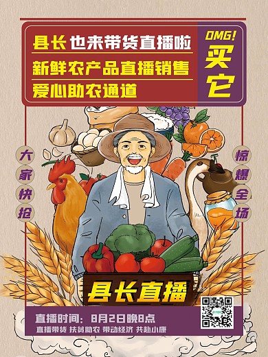 助农短视频直播广告海报