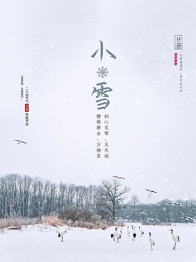 小雪小雪海报小雪节气下雪冬天
