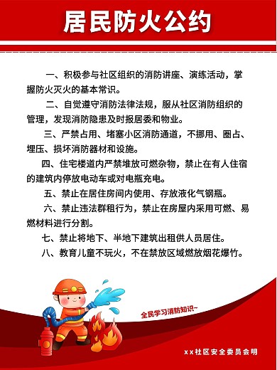 公益社区系列居民防火宣传海报