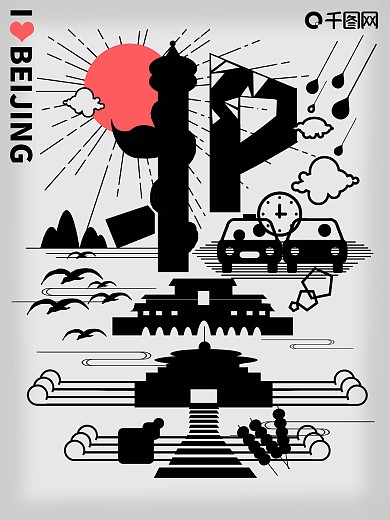 字融画趋势北京城市海报