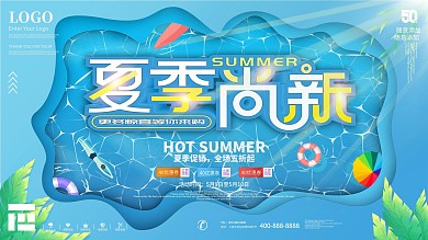 小清新夏季商场促销展板