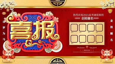 原创红金大气高考喜报金榜题名学校宣传展板