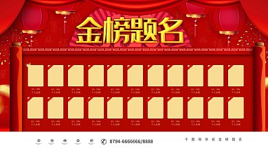 大气C4D喜庆金榜题名高考喜报宣传展板