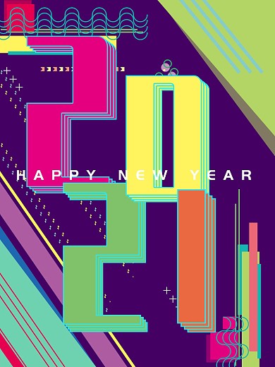孟菲斯风创意新年海报