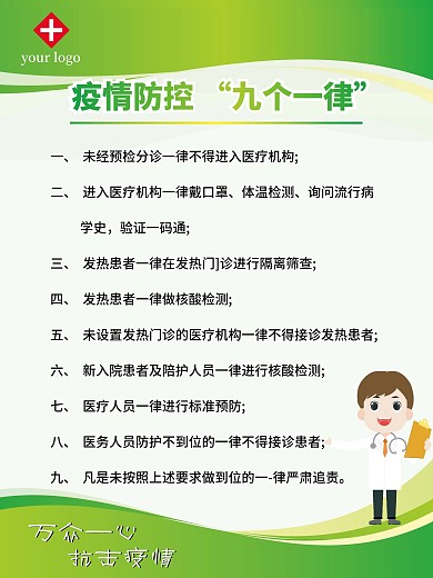 疫情防控九个一律医院宣传海报防控新冠病毒