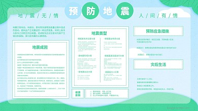 原创手绘小清新预防地震公益展板