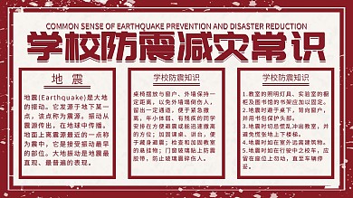 原创简约创意复古风学校防震减灾安全展板