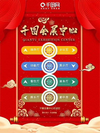 指引海报指向导视方向活动指引商业箭头