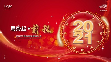 2021企业年会背景展板设计